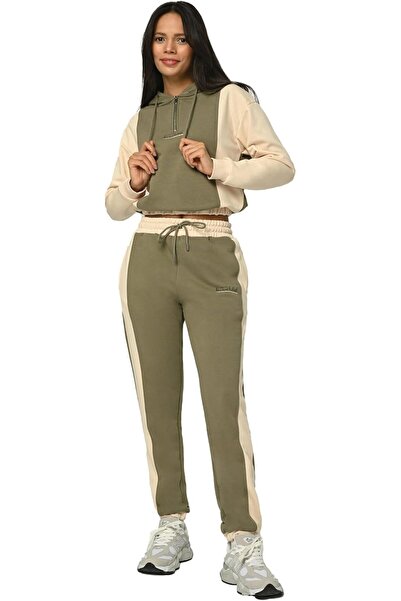OtherMax Trening Damă Set Sportiv Brodat Confortabil Elegant Verde-Crem S — î...
