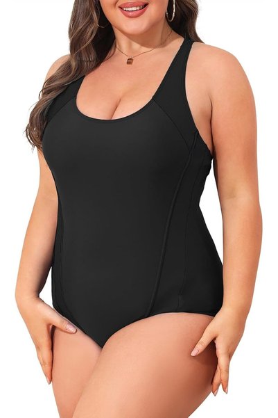 OtherMax Costum de baie sport întreg cu efect de negru 44 XL — costum baie pi...