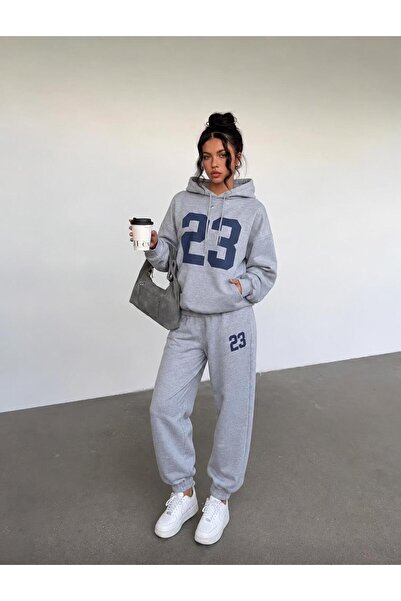 kealvi Women's 23 Printed Hooded Sweatshirt Tracksuit Set