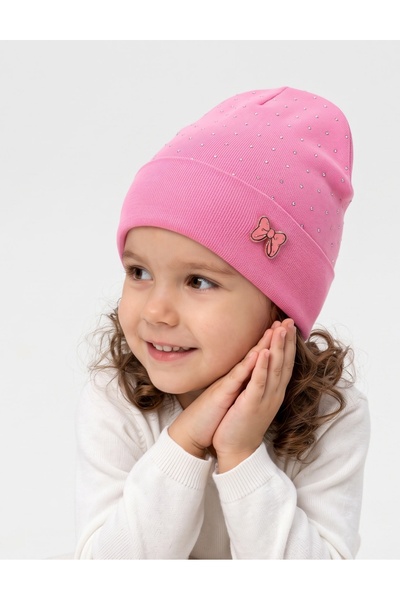 MiniKids Шапка с кристали, Дениса, цикламен