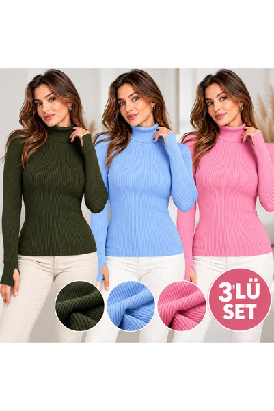 CALİBRA Women's Turtleneck Ribbed Knit Sweater Long Sleeve Basic