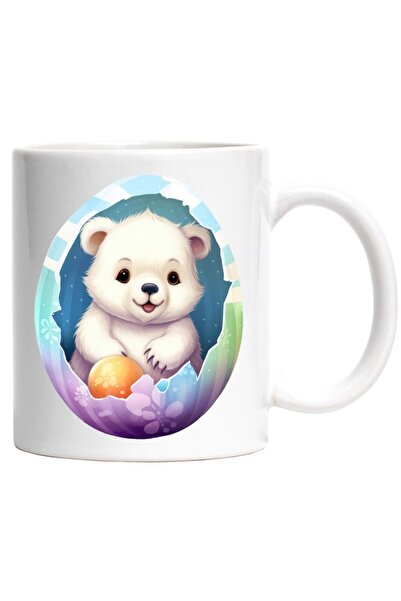 INOVATIX Custom solid color white mug featuring a polar bear hatching from a ...