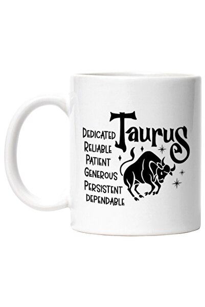 INOVATIX Personalized white mug, Taurus zodiac sign, dedicated, reliable, pat...