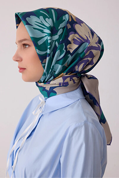 Çiçek Desenli %100 Twill İpek Eşarp 4416D
