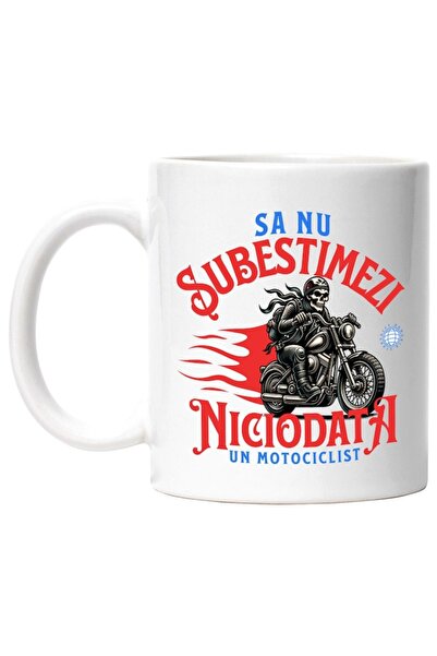 INOVATIX Cana alba personalizata,Schelete Horror Pe Motocicleta vintige Clasi...