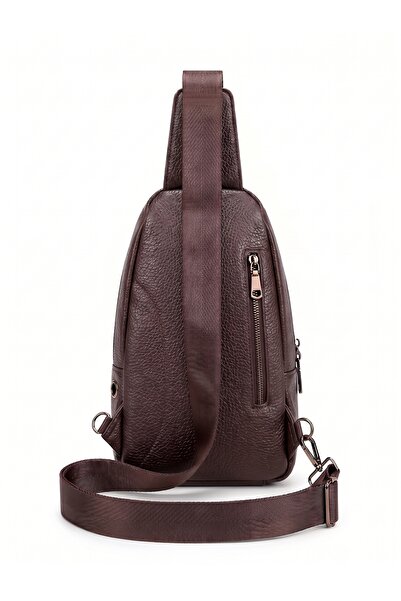 Deribond Hakiki Deri Erkek Çapraz Göğüs Çantası - Çok Bölmeli Body Bag Sling Bag