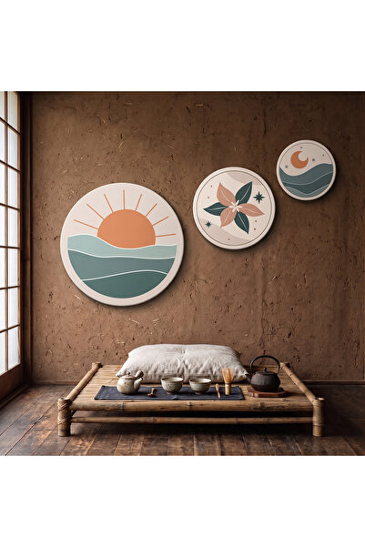 Artavessa Decorative 3-Piece Round Canvas Painting Set - Model 4
