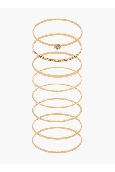 FAV Gloo Pack of 8 Gold Tone Assorted Bangle