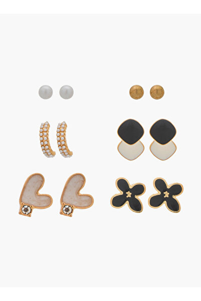 FAV Pack of 6 Gold Tone Assorted Earrings with Pushback Closure