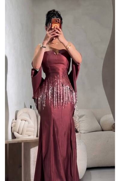 NALA FASHION فستان سهرة فخم بتصميم ملكي راقي