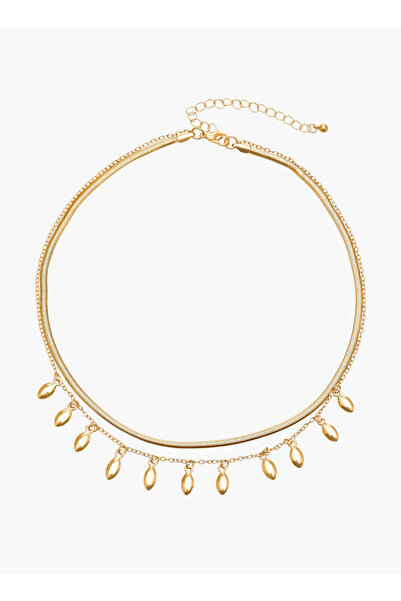 FAV Gloo Metallic Layered Necklace with Teardrop Pendant