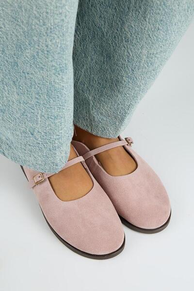 Manijero Felicia Women's Genuine Leather Flat Elegant Buckle Powder Slippers