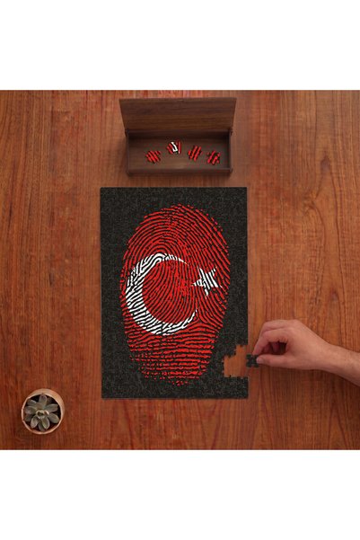 puntodizayn العلم التركي - تصميم بصمة الإصبع، 240 قطعة من الألغاز الخشبية في ...