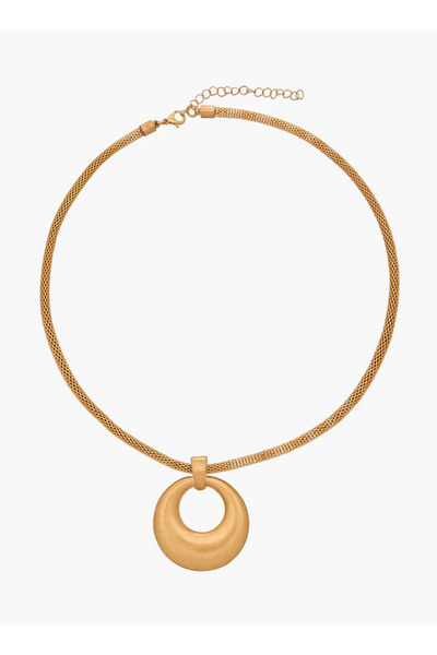 FAV Gold Tone Necklace with Circular Pendant