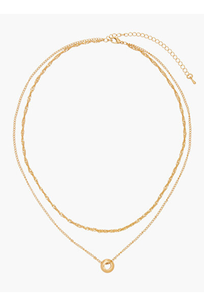 FAV Gloo Gold Tone Layered Necklace with Loop Pendant