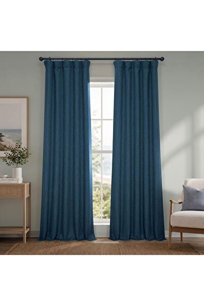 HPD Half Price Drapes ستائر تعتيم للغرف بنسيج الكتان الصناعي، طول 96 بوصة (قط...