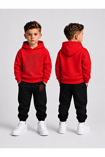 LORVEX Children's Hooded Sweatshirt Tracksuit Set 2-Piece Printed Top and Bot...