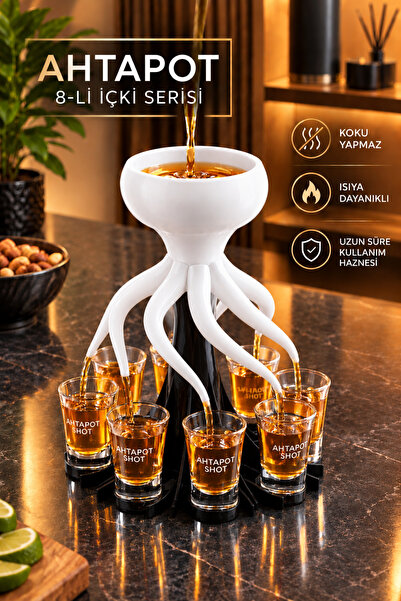 Ahtapot 8’li Shot Bardak Doldurucu | 44mm Bardak Tutuculu Parti & Bar Servis Aparatı | -Çift Renk