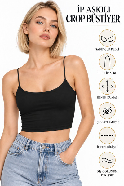 mrm pro Women's 2-Piece Black and White Crop Bustier Set with Fixed Chest Pads and Thin Rope Straps