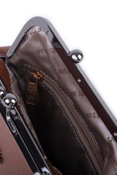 Nas Bag Mini Vintage Scholarship Clip-On Women's Shoulder and Crossbody Bag Taba Victoria (20X17 cm)