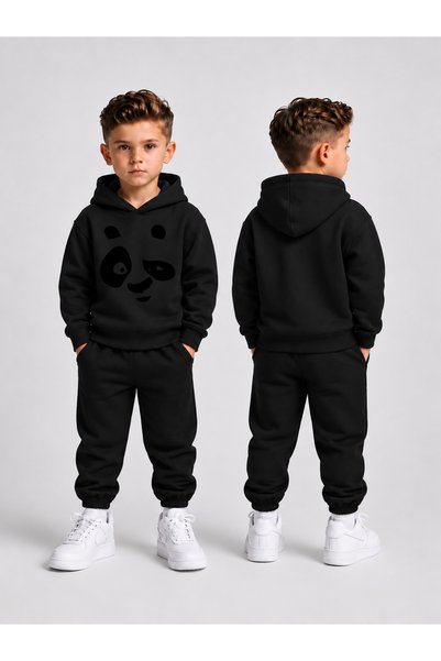 LORVEX Children's Hooded Sweatshirt Tracksuit Set 2-Piece Printed Top and Bot...