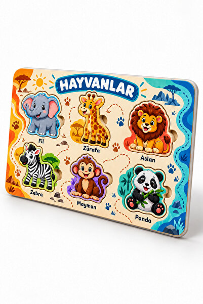 Aldebaran Reklam Hayvanlar Temalı Eğitici Çıkar Tak Yapboz Panosu 6 Figürlü 2...