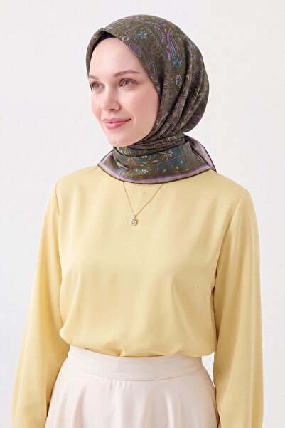 Silk Home Μαλακό Φουλάρι Έθνικ Σκούρο Πράσινο