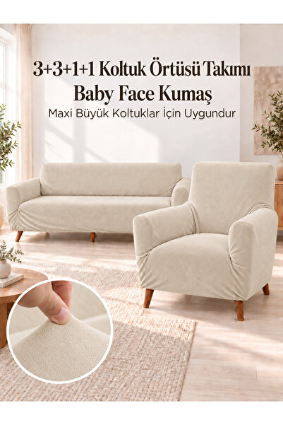 coverbox Baby Face Matte Velvet 3+3+1+1 Maxi Σετ Ελαστικό Κάλυμμα Καναπέ Κάλυ...