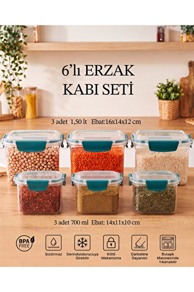 MAXİFRESH 6-Piece Food Container Kitchen Organizer Sklama Container
