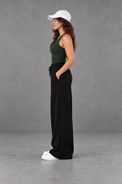 ZEALİS Women's Black Comfortable Fit Casual and Sporty Sweatpants with Straight Legs