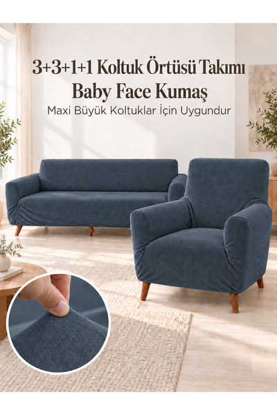 coverbox Baby Face Matte Velvet 3+3+1+1 Maxi Σετ Ελαστικό Κάλυμμα Καναπέ Κάλυ...