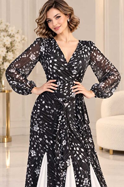 rafeef dress Luxurious Evening Dress with Floral Print