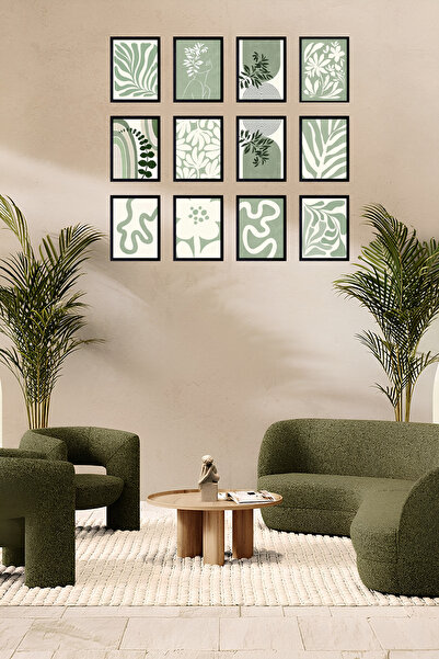 tablomaxtbx Galerie de frunze verzi 12 piese Set de pictură modernă din MDF c...