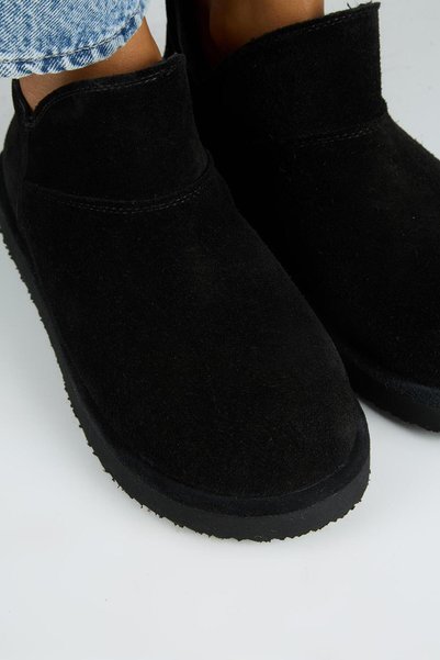 Manijero Cora 2 Women's Genuine Leather and Fur Mini Black Boots