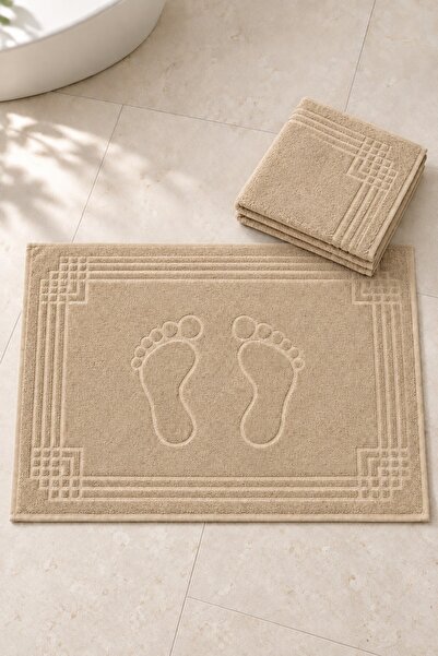 VAROL Liva Series 100% Cotton Footprint Patterned 2-Piece Foot Towel 50×70 cm
