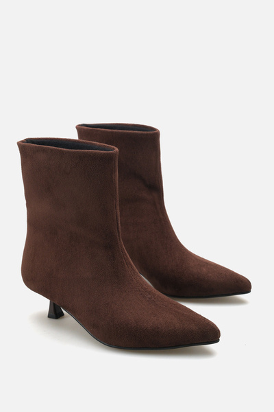 Liza Shoes CRES Kadın Kısa Topuklu Kahverengi Süet Bot A012-K175