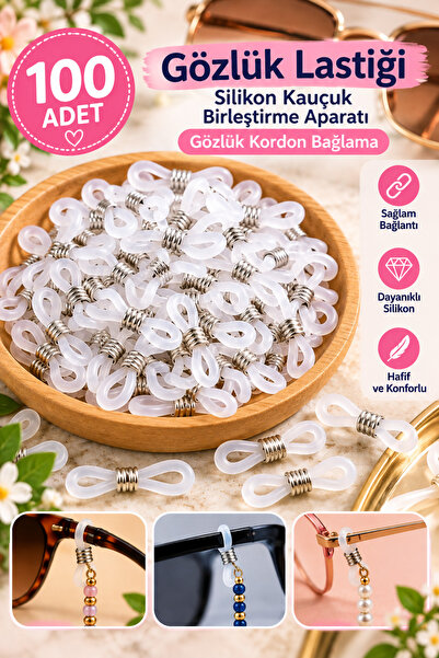 By MO Accessories 100 Adet Şeffaf Gözlük Lastiği Silikon Kauçuk – Gözlük Kord...