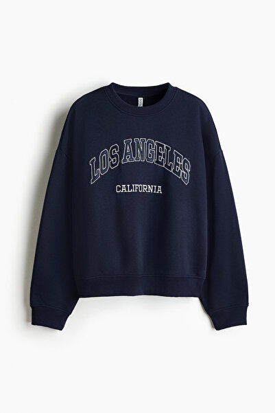 H&M Baskılı Oversize Sweatshirt