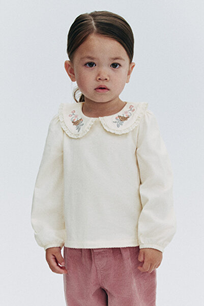 H&M Pamuklu ve İşleme Detaylı Bluz