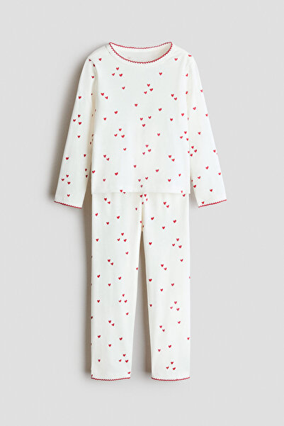 H&M Pamuklu ve Desenli Pijama Takımı