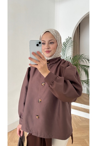 QUWİQ معطف نسائي قصير بياقة عالية
