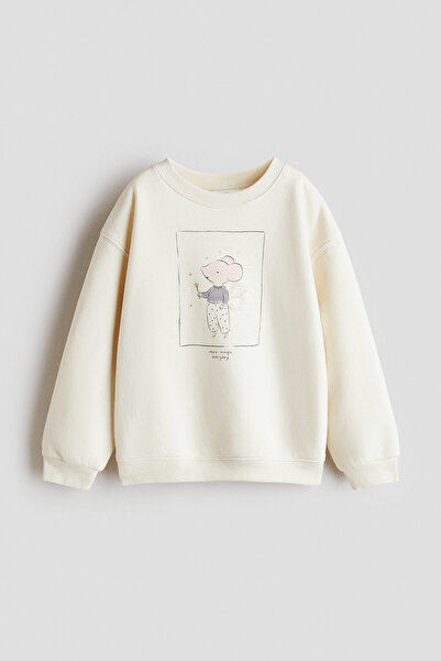 H&M Motif Detaylı ve İçi Tüylü Sweatshirt