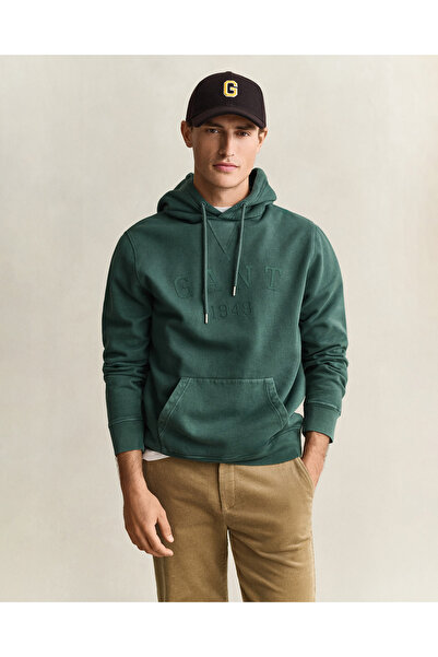 Gant Erkek Yeşil Kapüşonlu %100 Pamuk Sweatshirt
