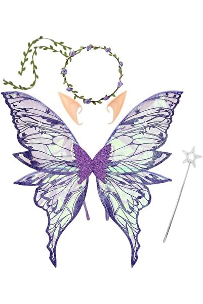 OYDAS Fairy Wings Costume Set for Adult Kids, Butterfly Wings Dress Up with F...