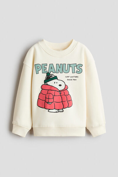 H&M Baskılı ve İçi Tüylü Sweatshirt