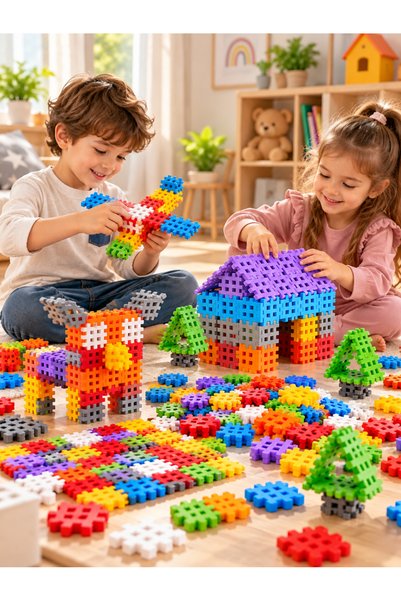 SAZE Şaze Shop Soft Smart Blocks 60 Pieces Educational Building and Assemblin...