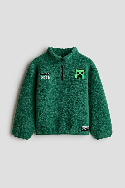 H&M Yarım Fermuarlı Pelüş Sweatshirt
