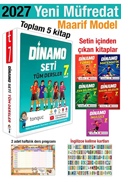 Tonguç Yayınları 7. Sınıf 2027 Dinamo Tüm Dersler Soru Bankası Seti 5 Kitap M...