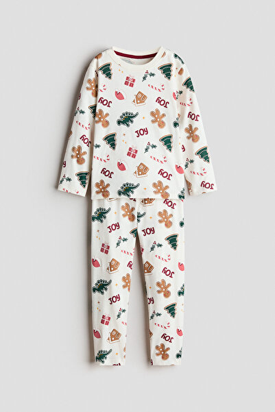 H&M Pamuklu ve Baskılı Pijama Takımı