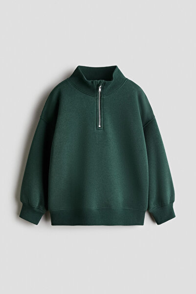 H&M Yarım Fermuarlı ve İçi Tüylü Sweatshirt